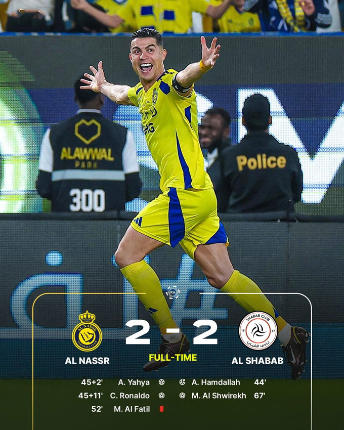 Al Shabab vs Al Nassr: Ronaldo có ra sân, kết quả trận đấu thế nào?