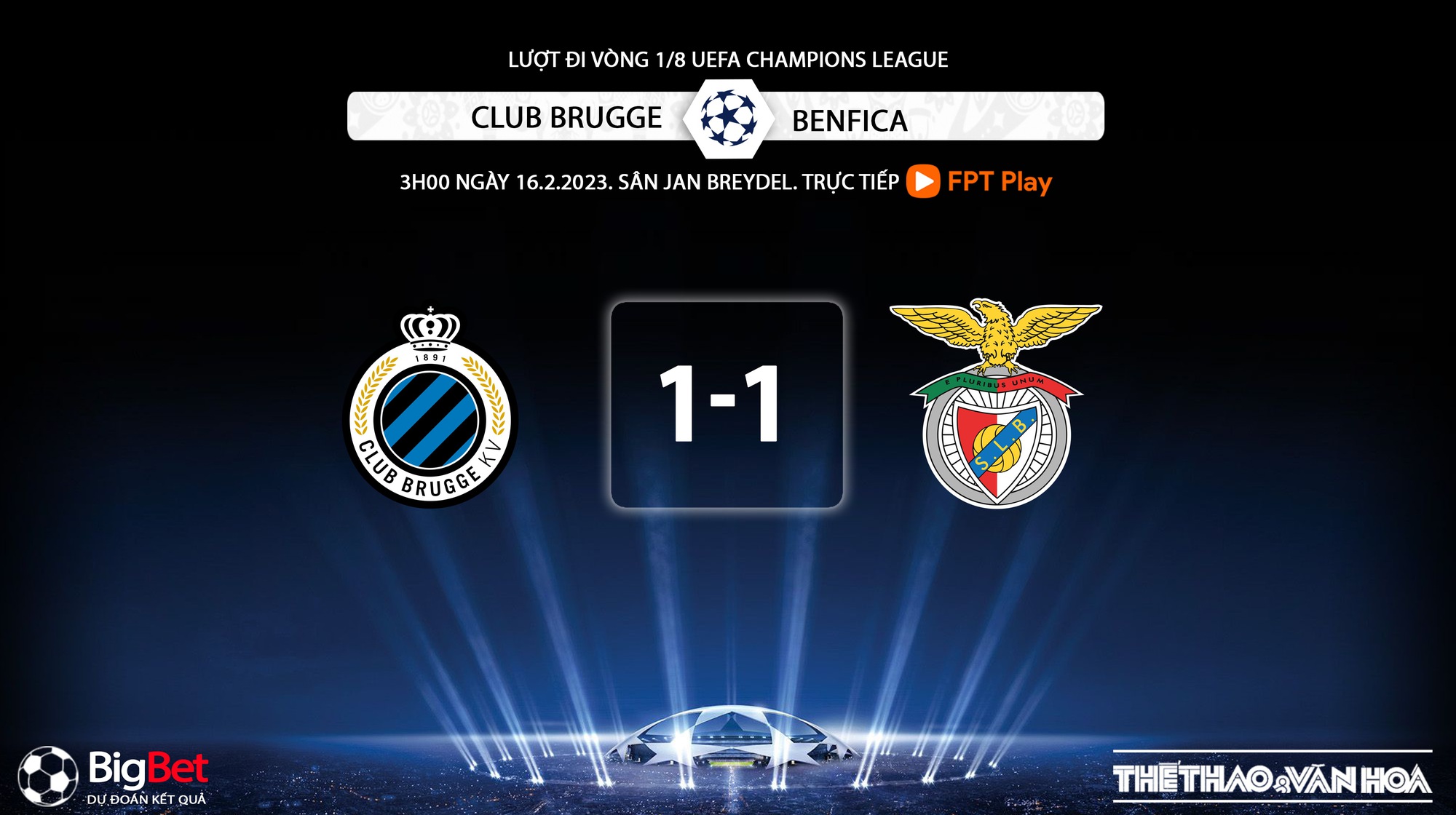 Dự đoán tỷ số Benfica vs Club Brugge (Chuyên gia nhận định ai thắng?)